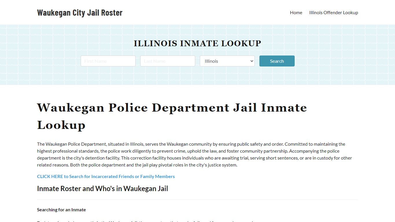 Waukegan Police Department & City Jail, IL Inmate Roster, Arrests, Mugshots