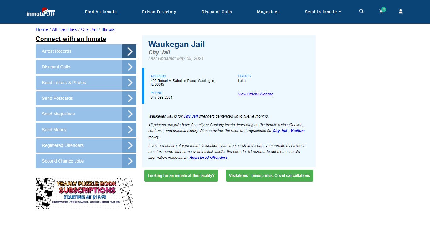 Waukegan Jail | Inmate Locator