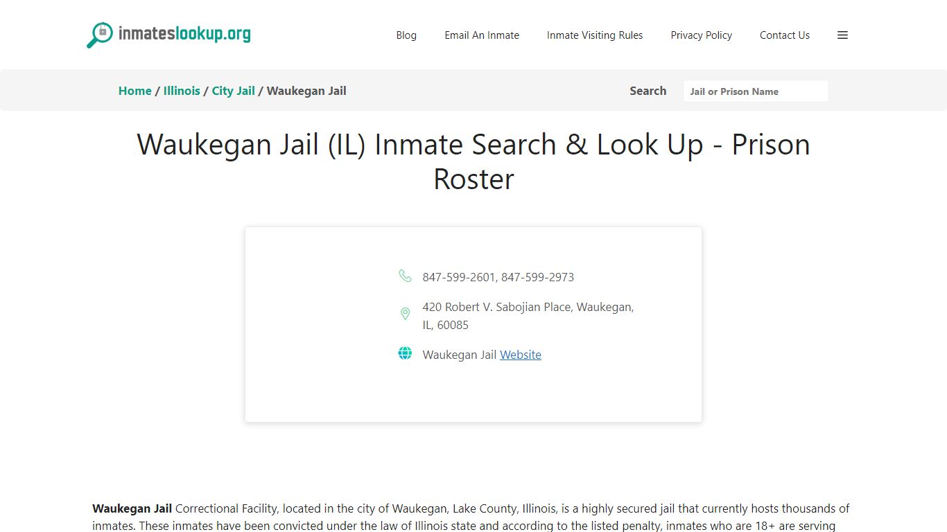 Waukegan Jail (IL) Inmate Search & Look Up - Prison Roster